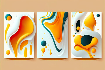 Set of abstract colorful modern graphic elements and shapes for branding and advertising. Modern background for covers, invitations, posters, banners, flyers, posters. AI generated illustration.