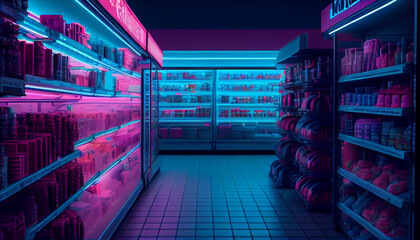 Title: Speed a purple & blue and pink aesthetic grocery store

