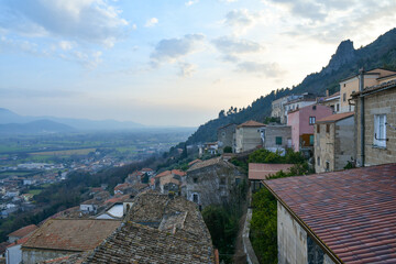 Fototapeta na wymiar Panoramic view of Pietravairano, a village of Caserta province, Italy.