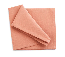 Stylish color fabric napkin isolated on white, top view