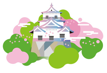 お城の見える風景。威風堂々とした天守閣。