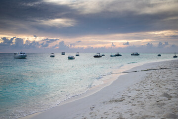 amazing sunset on the sea tropical beach