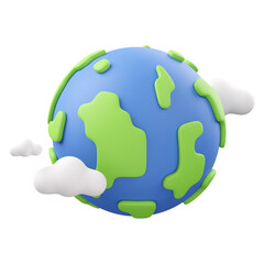 earth 3d render icon illustration