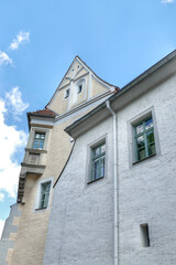 Fototapeta na wymiar Low angle view of historical buildings in Meissen