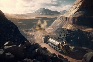 Truck Hauling Metals from Mining Site Generative AI