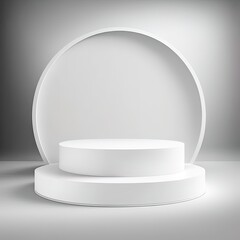 White modern round podium stage platform, background for presentation show product display studio scene, generative AI