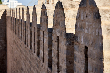 Fototapeta premium Battlements on the wall of a medieval fortification in Tunisia