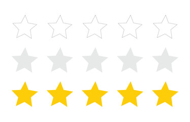 Obraz premium Rating stars icon. Customer experience icon. 1 to 5 star satisfaction rating icon vector symbol sign. Rating vector illustration on isolated background.