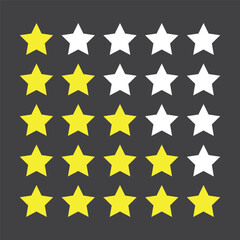 Rating stars icon. Customer experience icon. 1 to 5 star satisfaction rating icon vector symbol sign. Rating vector illustration on isolated background.