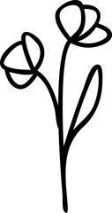 Vector hand drawn floral element in doodle style.