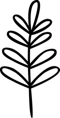 Vector hand drawn floral element in doodle style.	Monochrome branch for design 

