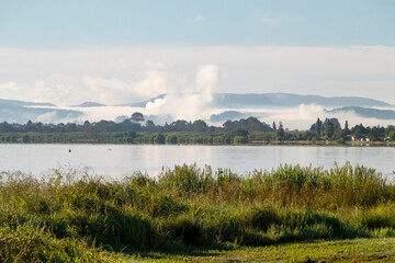 Morning view over a calm Lake Taupo 