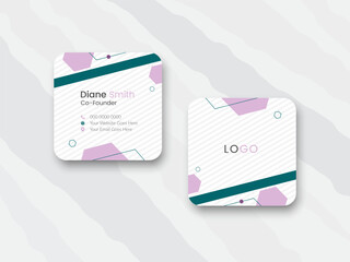 Rounded square business card design template, Digital business card design, creative modern design in square size