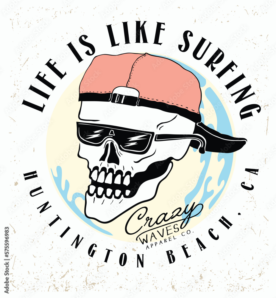 Canvas Prints huntington beach.life is like surfing.t-shirt graphics, vectors