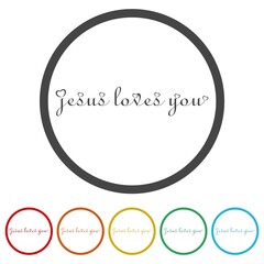  Jesus loves you Lettering icons in color circle buttons