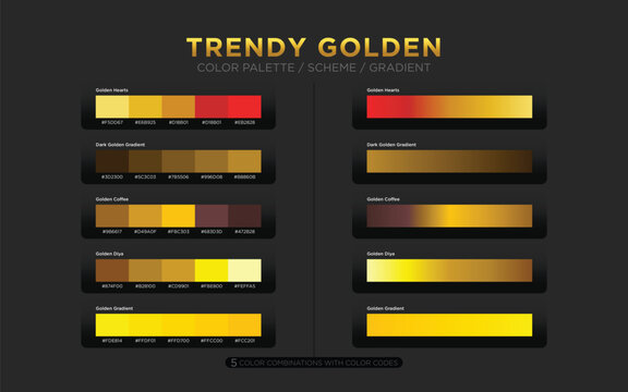 golden color palettes, golden color schemes, golden color gradients