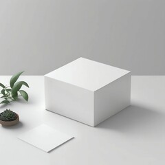 Blank white box on table mockup - A versatile and modern product shot template for showcasing your branding and packaging design ideas in various industries such as e-commerce, retail, and business. T