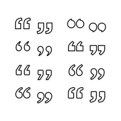 Quotation Mark, Set of Line Art Quotation Marks, Punctuation Marks