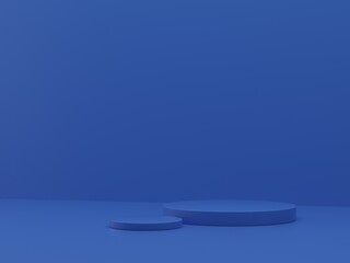 Blue podium abstract composition for product presentation 3d render 3d illustration