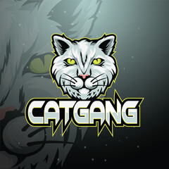 Wildcat Bobcat Mascot head vector illustration esport logo design
