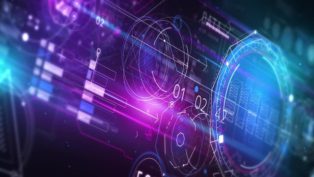 Animated data flow in 3D virtual space.