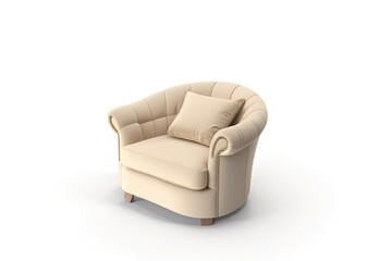 leather beige armchair isolated