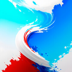 colorful, white, blue and red colors, paint art. Generative ai.