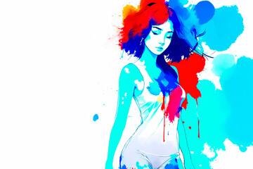 Obraz na płótnie Canvas colorful, white, blue and red colors, paint art. Generative ai.