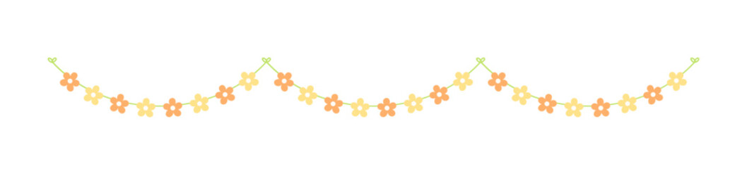 Cute spring floral garland illustration. Flower buntings for springtime designs.