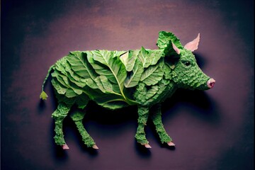 Obraz premium Generative AI illustration of a cow made of fresh fruits and vegetables