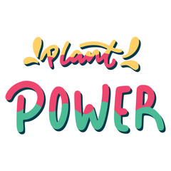 Plant Power Sticker. Vegan Lettering Stickers