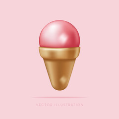 3D ice cream. Vector Illustration in cartoon minimal 3D style