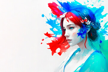 colorful, white, blue and red colors, paint art. Generative ai.