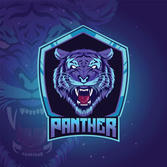 Illustration of a panther with angry face expression.