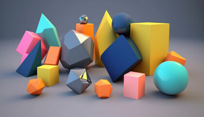 Obraz premium Abstract Colorful Minimalist Figures - Generative AI