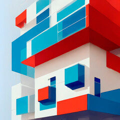 colorful, white, blue and red colors, paint art. Generative ai.