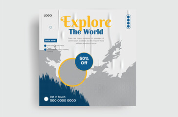 Travel holiday vacation social media post banner or web banner template