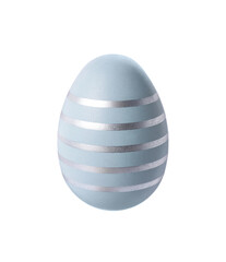 One striped Easter egg isolated on white