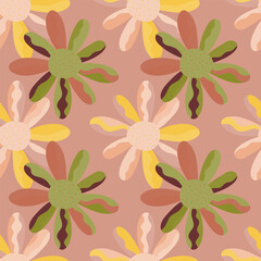 Seamless pattern with decorative flowers. Floral vector background.
