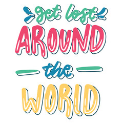 Get Lost Around The World Sticker. Travel Lettering Stickers