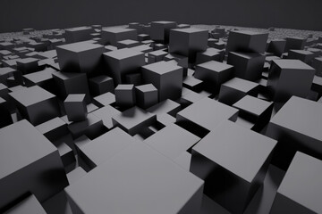 3D black graphite cubes background