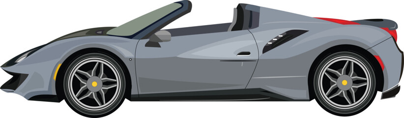 Grey luxury sports car left view