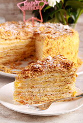 A mille-feuille or Napoleon cake, layered pastry