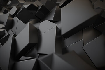 3D black abstract graphite figures background