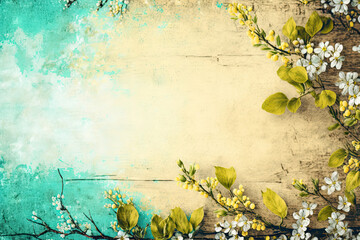 Obraz na płótnie Canvas Rustic Spring Flowers Plants Background Texture - Rustic Texture Wallpapers Series - Spring rustic background texture created with Generative AI technology