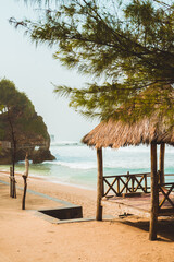 Hut on a beach in Indian ocean, Java, Indonesia