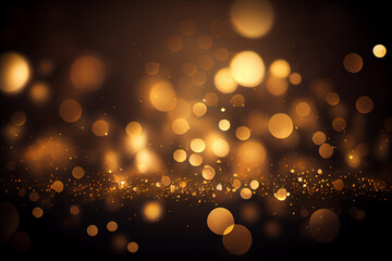Golden glitter background, glowing golden blur texture. Generative AI
