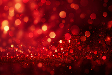 Red glitter background, glowing red blur for Christmas or festive texture. Generative AI - 575610178