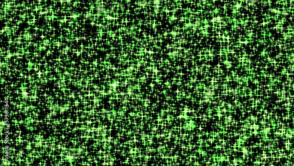 Poster shiny green stars twinkle and tremble quickly. abstract loopable 4k background at 60fps.