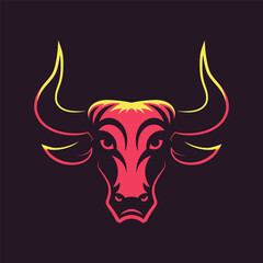 Bull head logo. Mascot design. Vector illustration